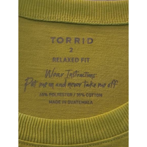 Torrid Women's Plus Size 2 Blouse Top Short Sleeve Solid Yellow Round Neck - Picture 5 of 6